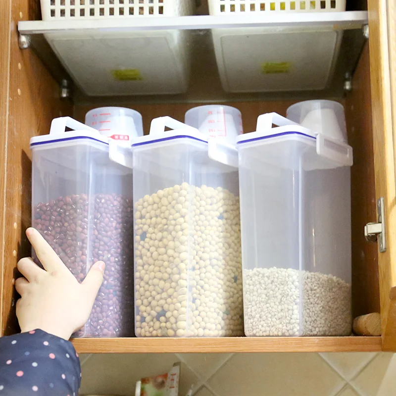 

3/6pcs Japanese Style Kitchen Storage Tank Food Kitchen Plastic Sealed Tanks Rice Storage Bucket Thickened Food Storage Tanks