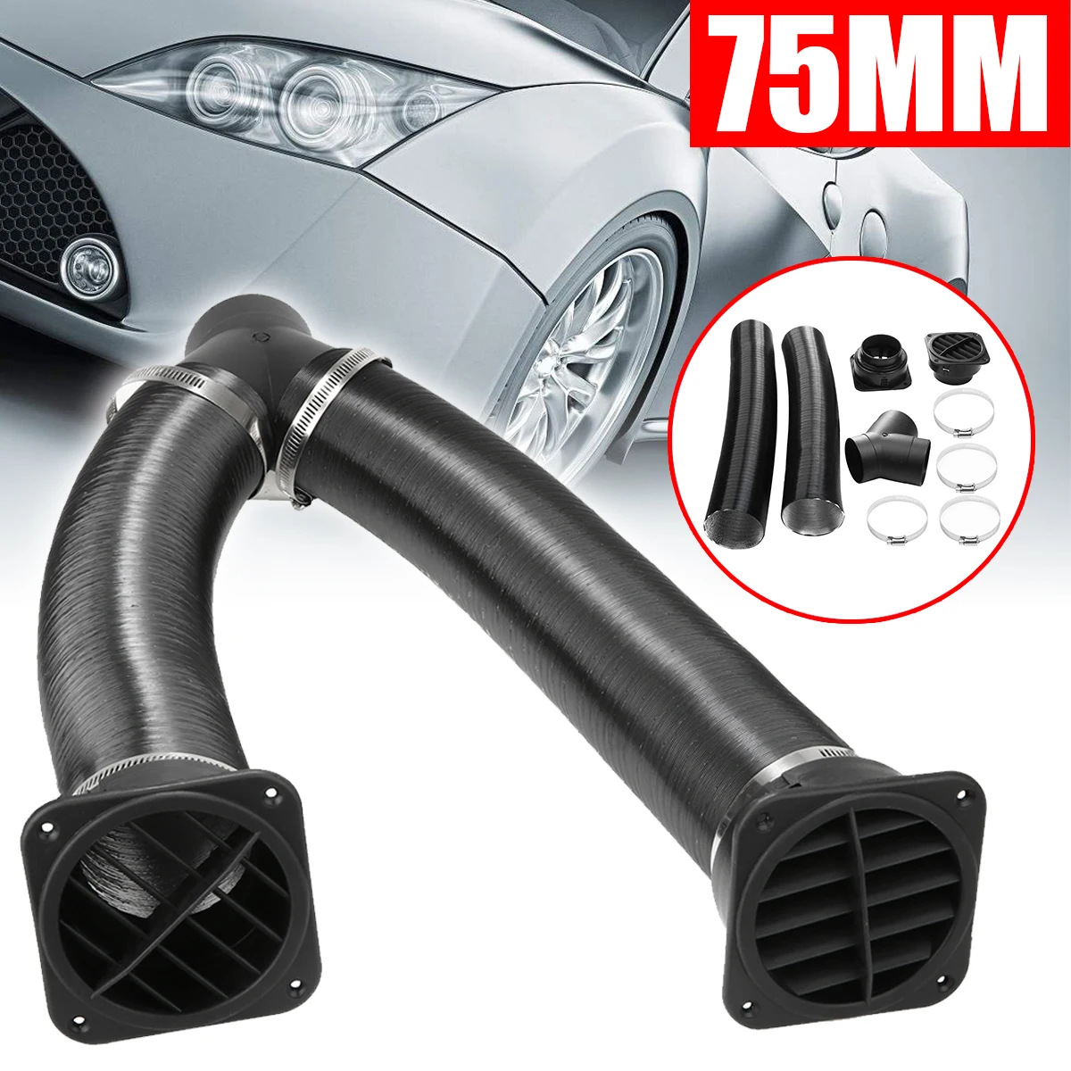 75mm Air Outlet Pipe Tubes Heater Pipe Ducting Air Outlet Vent Clamps Set For Heater W-ebasto E-berspacher