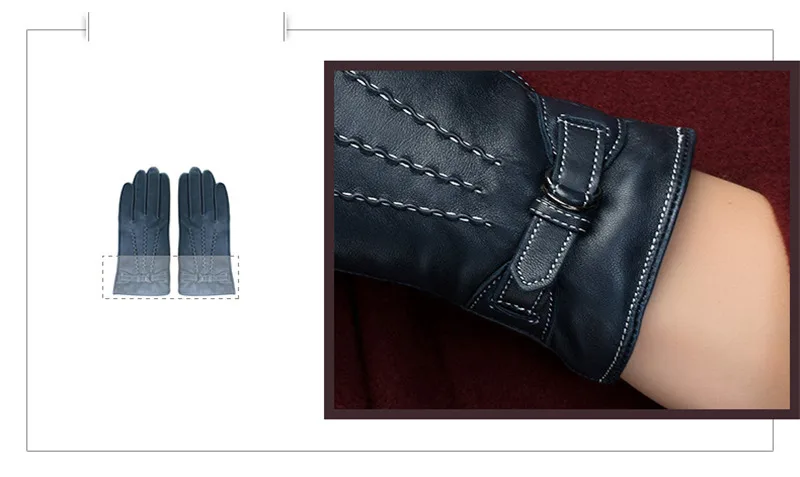 Женские перчатки из натуральной кожи, модные перчатки из овчины, осенне-зимние теплые перчатки с бархатной подкладкой, перчатки для вождения, NW707-5