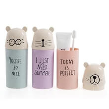 Переносной держатель для зубной щетки на присоске для зубной пасты мультяшная дорожная Сумочка для туалетных принадлежностей чашка аксессуары для ванной комнаты Набор