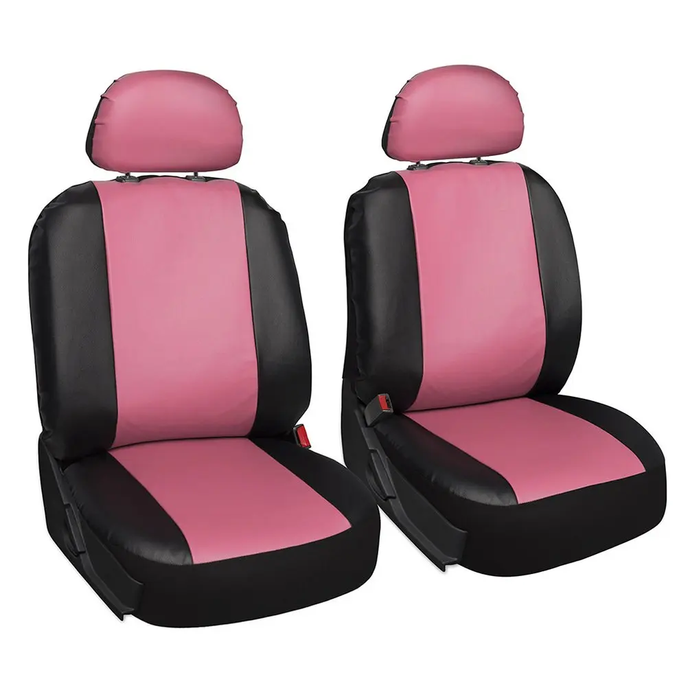 Pink 4 шт. Oxgord искусственная из искусственной кожи защищает оригинальную обивку сидений автомобиля чехлы на руль ремень накладка на голову - Название цвета: Pink