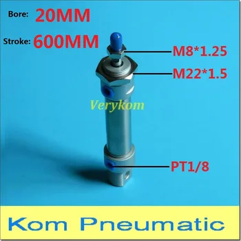 

MA 20*600 Double Acting Pneumatic Stainless Air Mini Cylinder 20mm Bore 600mm Stroke 20X600 Cushion Piston 1/8" BSP MA20-600 S