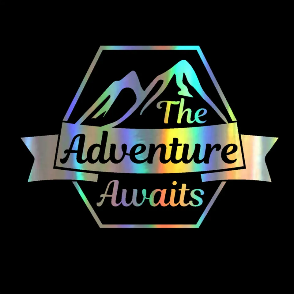 The Adventure Awaits Car Caravan Campervan Motorbike Laptop Vinyl Decal Sticker BlackSilverLaser 1410CM (4)