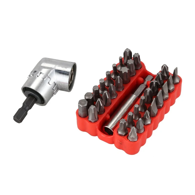 

1/4inch Hex Shank Adapter Long Bending Drill Screwdriver + 33Pc Screwdriver Head Adjustable Power Drive Tool Set