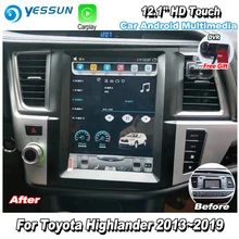 YESSUN 12,1 ''HD вертикальный экран для Toyota Highlander 2013~ автомобильный Радио Android Carplay gps Navi карты камера Сенсорный Без CD DVD