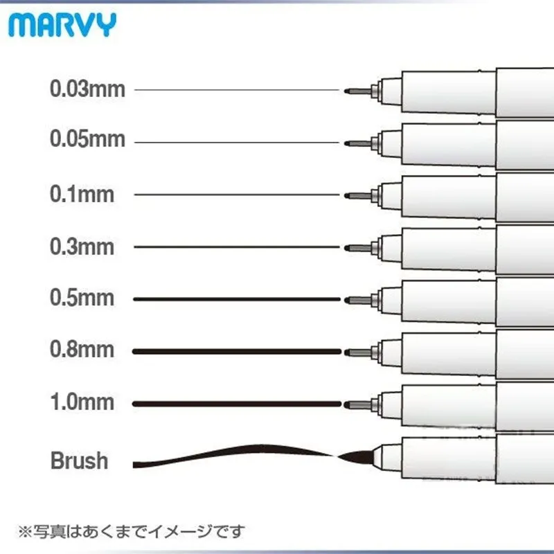 Marvy эскиз кисточки подводки для 0,03 мм/0,05 мм/0,1 мм/0,3/0,5/0,8/1,0 мм Водонепроницаемость воина гундама футбол чернила маркер для белой доски