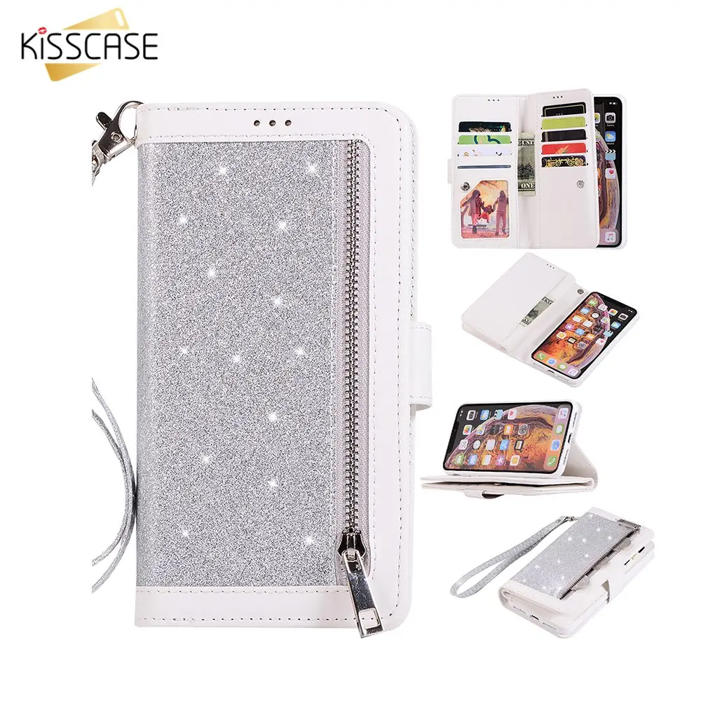 Чехол Кошелек KISSCASE Shining для Samsung Galaxy S10 S9 S8 S7 Edge Plus роскошные кожаные чехлы Note 9 8 A6