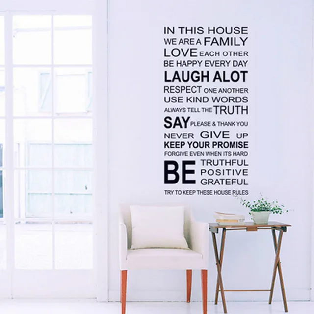 english proverbs wall sticker family house rules wall stickers decal