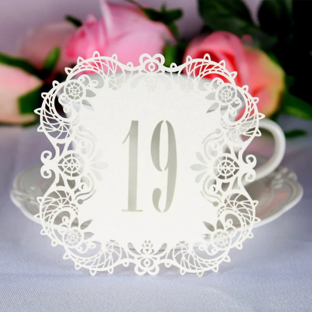 1 20 laser cut flower paper cut place card holder name cards table