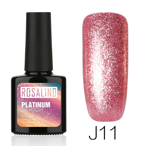 Розалинд гель 1 s 10 мл Лак для ногтей Shimmer Soak off ногтей Платиновый УФ светодио дный ногтей Гель-лак Блеск длинные стойкий гель-лак - Цвет: RBJ11