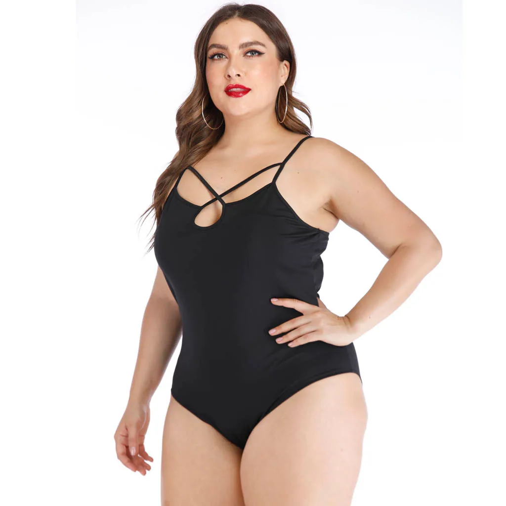 Summer Sexy Fashion Women's Plus Size Sexy Bodysuit Sleeveless Black V-Neck Cross Strap Sling overalls Sexy jumpsuit Bodysuits A