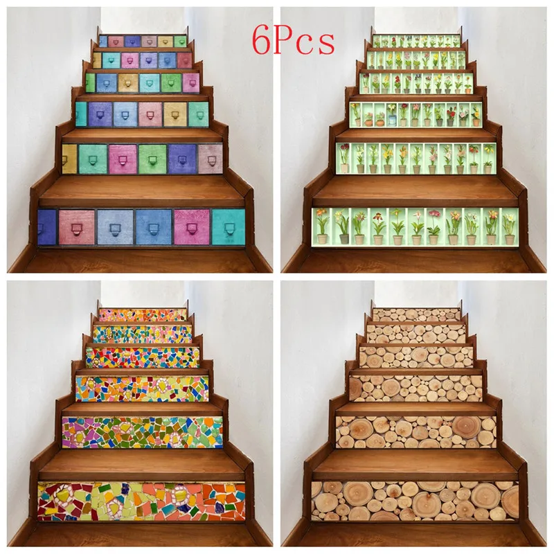 

2019 Hot Sale Lowest Price DIY Steps Sticker Removable Stair Sticker Home Decor Ceramic Tiles Patterns Home Decorative Stickers