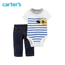 Carter s 2 Piece baby children kids clothing Boy Summer Cotton Bodysuit Pant Set 121I101