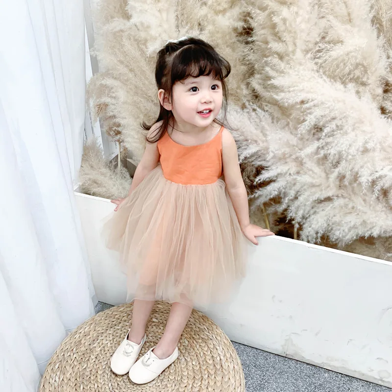 2019 vestido infantil/платье для маленьких девочек в Корейском стиле, летнее платье с тонкими лямками для девочек, модная юбка-Одуванчик, платье