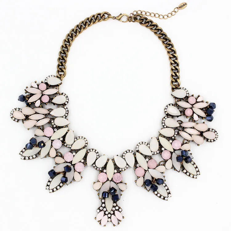 

famous brand women jewelry Korean female party dinner big flowers gold Bohemian statement necklace color girlfriend gift beads