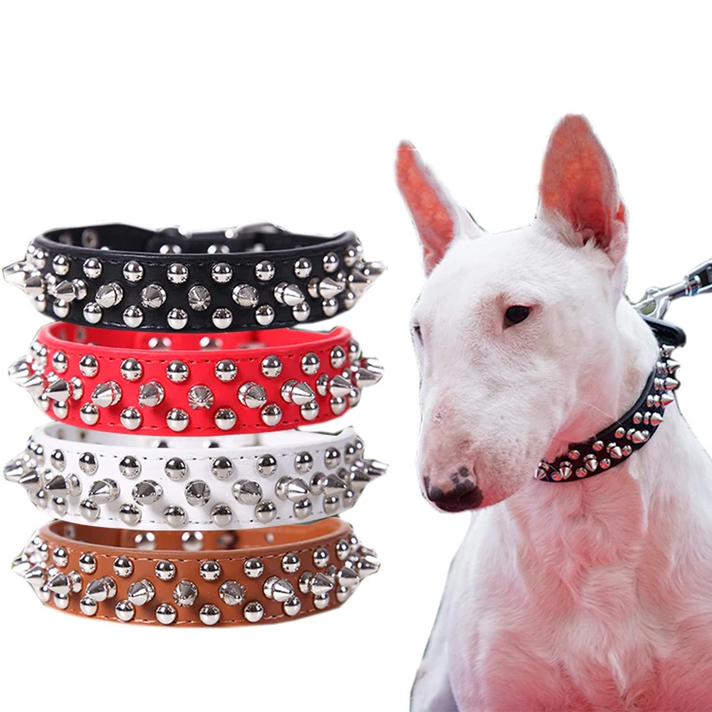 Collar con tachuelas y pinchos antimordeduras para perros pequeños, medianos y grandes, collares acolchados para Bulldog, Pug, cachorro, suministros para mascotas|Collares| -