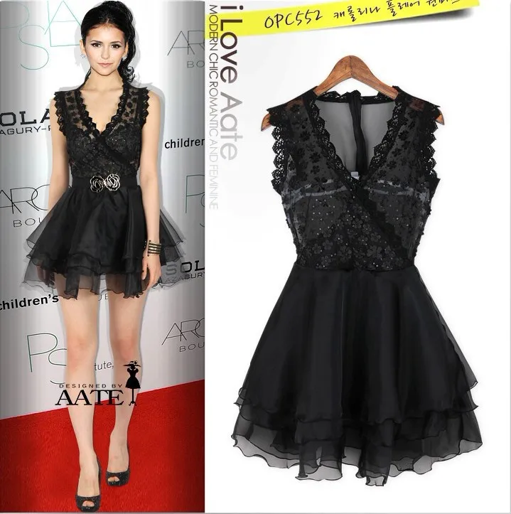 Women Y Deep V Neck Cute Party Dresses 2017 Fashion S Women Y Deep V Neck Cute Party Dresses 2017 Fashion S Champagne Lace Voile Black Summer Dress Brand Tutu Gown Clothing Uk In From