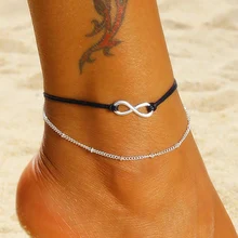 Простой серебряный ножной браслет Бесконечность бисера очаровательный ножной браслет модные летние пляжные украшения для лодыжки ножной браслет для женщин ножная цепочка