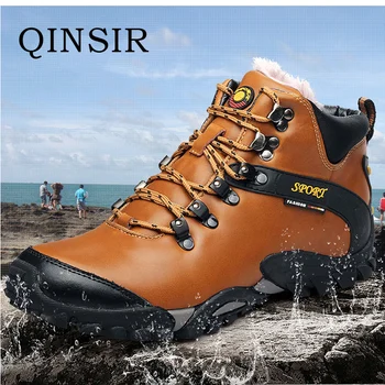 

Men Snow Boots Waterproof Men Footwear Winter Ankle Boots Fur Breathable Mens Winter Shoes Plush Lining Warm Ski Boots With Fur