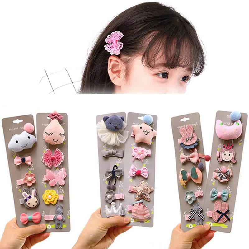 

5pcs/Set Kids Infant Girls Hairpin Baby Girls Princess Cartoon Cute Bowknot Hair Clip Set Hair Accessories Gift