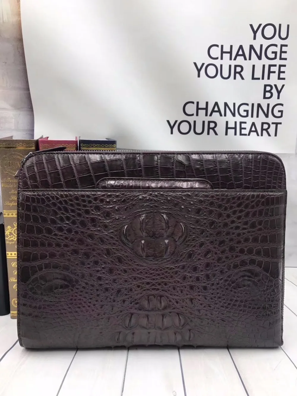 100 Genuine Crocodile Skin Men Laptop Case Computer PC Bag Briefcase