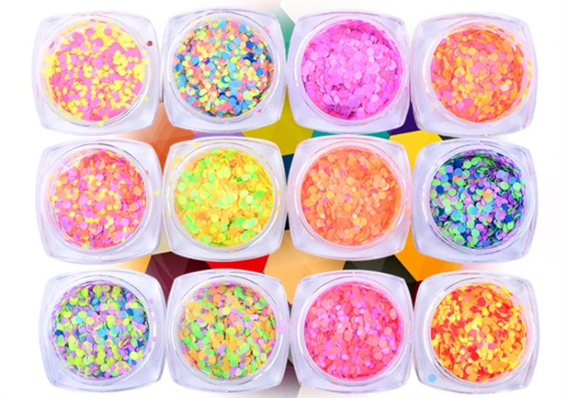 

Fashion nail Sequins 1 set of 12 color 1mm2mm Round Shape loose Sequins for Nails Art manicure/sewing Craft/wedding confetti