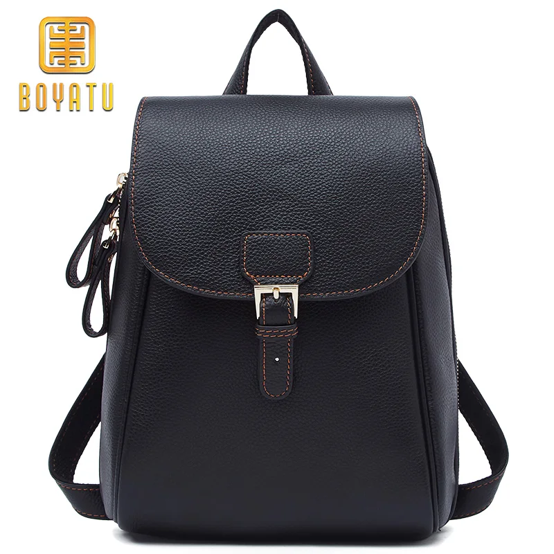 

Luxury Genuine Leather Backpack For Women,Casual School Backpack For Teenage girl Black/Pink Fashion Shoulder Bag Female 2019