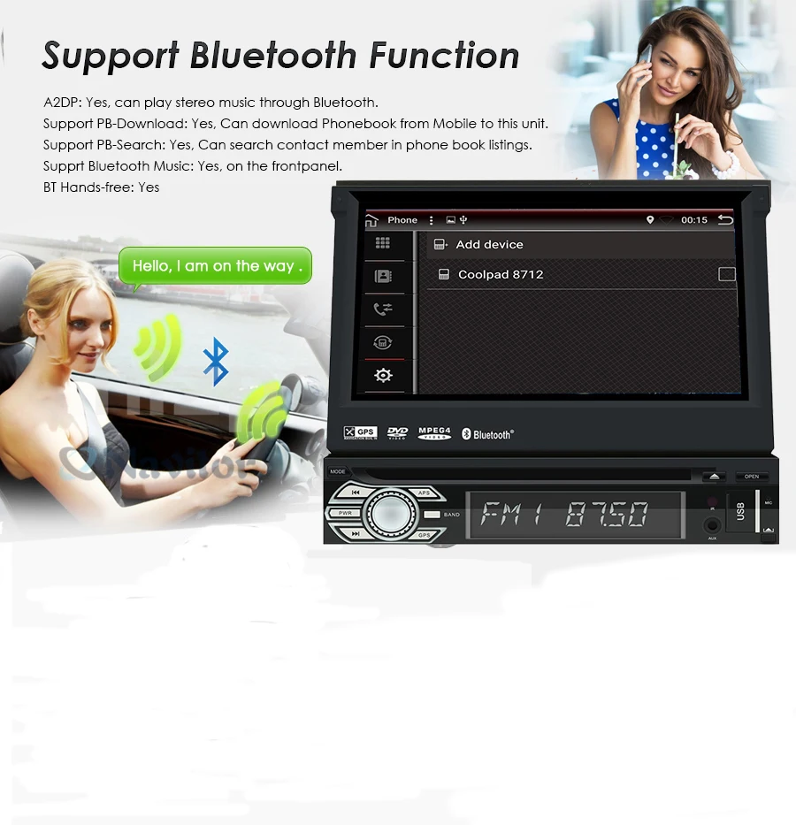 Excellent Android 7.1 HD 1024*600 Car DVD Player Radio For Universal Car Radio Monitor 4G WIFI GPS Navigation Head Unit 1din 2G RAM RDS BT 1