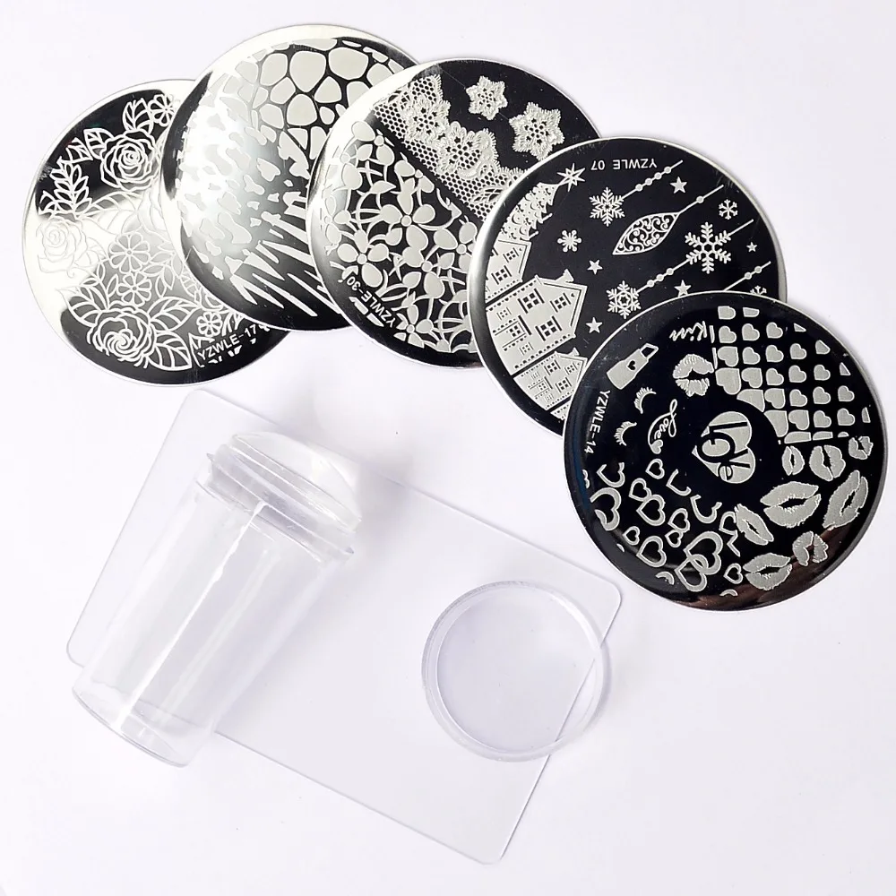 

YZWLE 7PCS/Set Rose Flower Nail Art Stamp Template Flower Mandala Butterfly Image Plate Nail Stamping Plate Manicure Tools