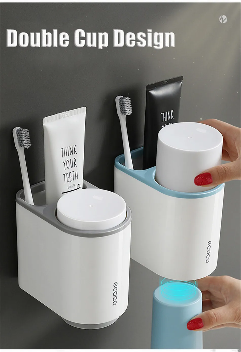 ONEUP магнитный держатель для зубных щеток с 2 чашками, настенный держатель для зубной пасты, полка для бритвы, набор аксессуаров для дома и ванной комнаты