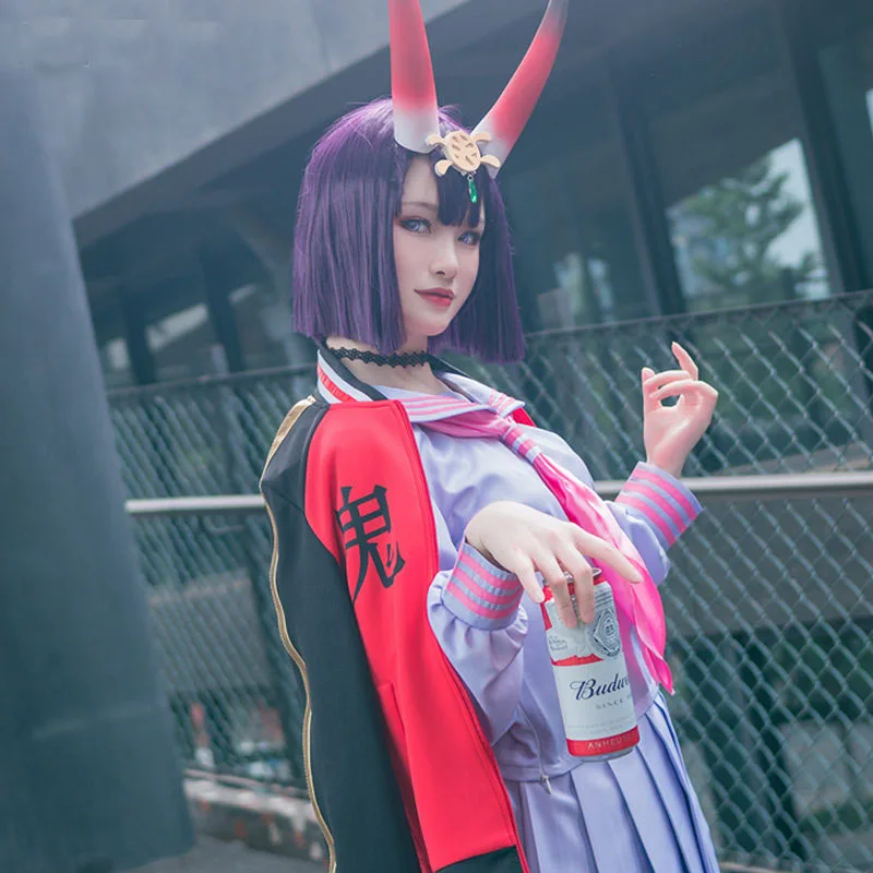 FGO Fate Grand Order Assassin Shuten-douji Косплей Костюм JK моряк Униформа COS пальто Хэллоуин Топ Юбка ожерелье носок