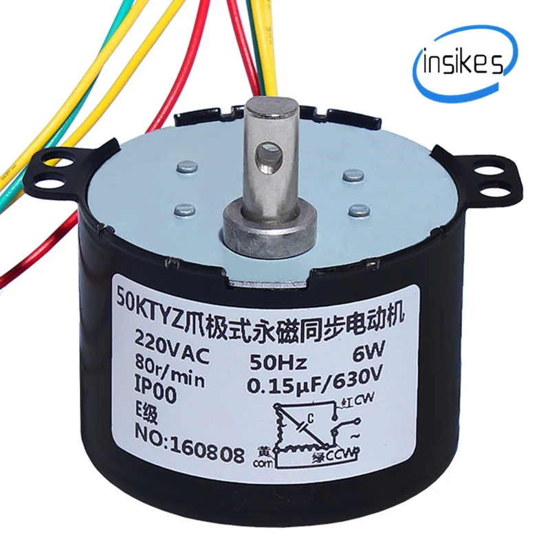 

50KTYZ AC 220V 6W 1RPM 2.5RPM 5RPM 10RPM 15RPM 20RPM 30RPM 40RPM 50RPM 60RPM 80RPM 100RPM 110RPM Permanent Magnet Synchronous