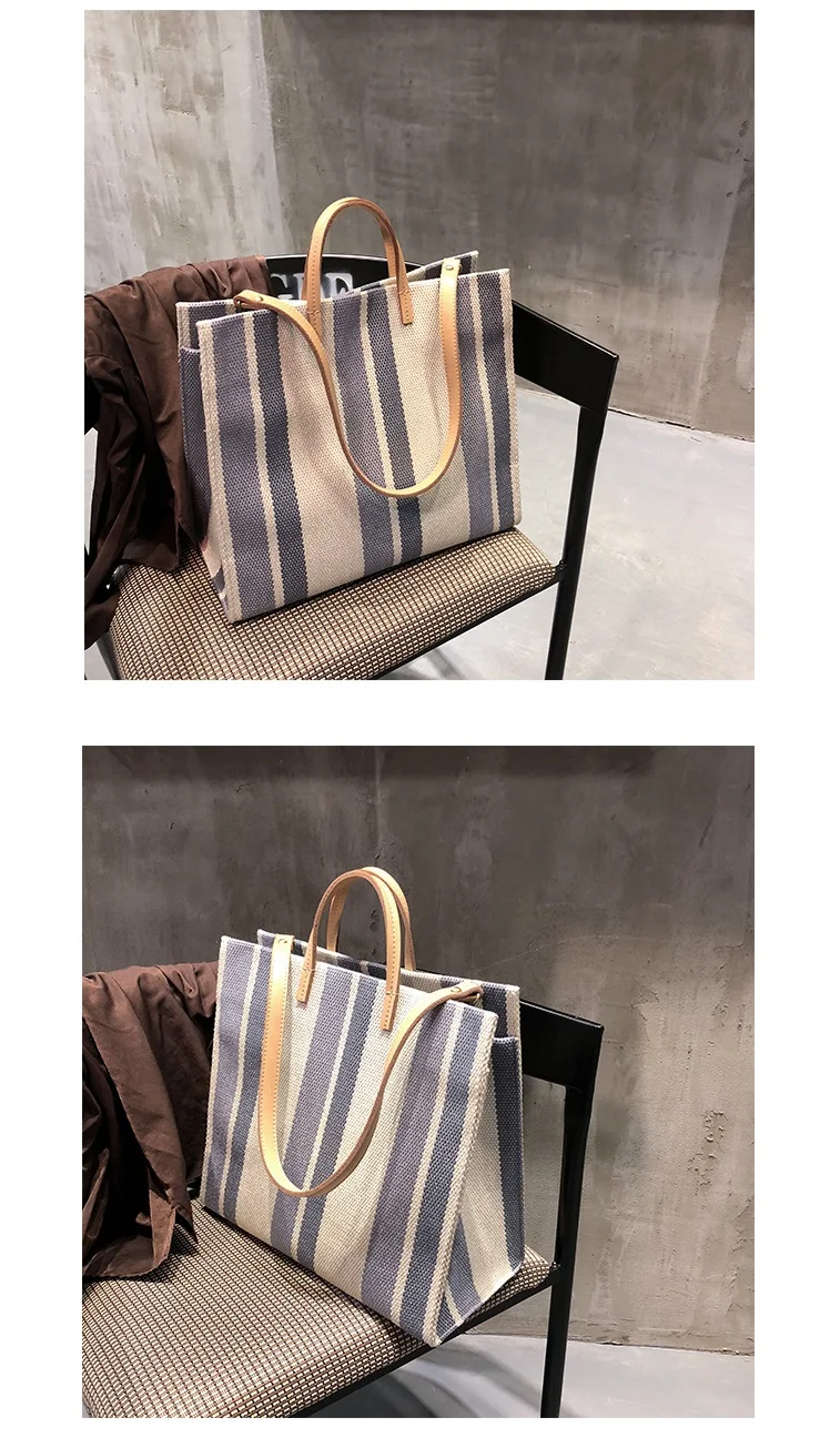 MIWIND большая емкость bolso mujer Классическая полосатая Холщовая Сумка повседневные Totel сумки для женщин модная пляжная летняя сумка через плечо