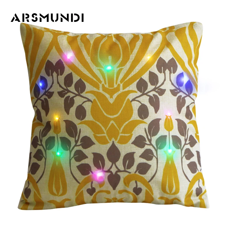 

LED Home Use Printed Simple Cushion Cover Standard Queen Silk Flax Pillow Case Animal Bear Decorative Pillow Covers 45cm*45cm