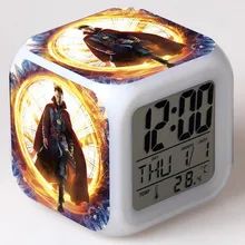 Super heroes Doctor Strange Figure Speelgoed Alarm Clock LED Colorful Flash Touch Light Figurine Watch Toy