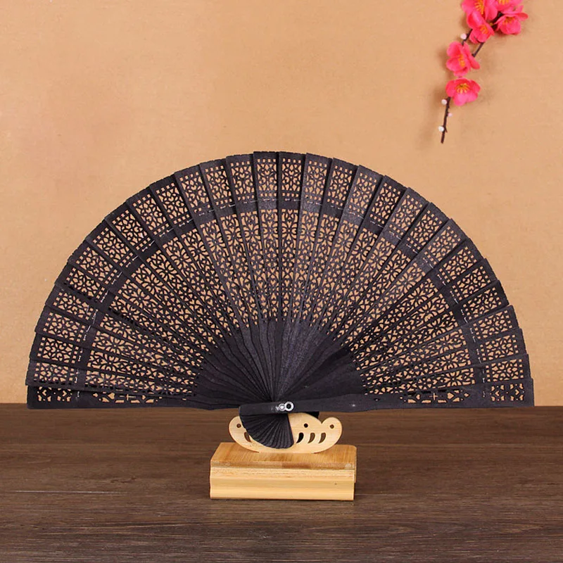 Chinese Japanese Sandalwood Folding Hand Fan Fragrance Wooden Fans