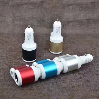 

3 In 1 Dual USB Car Charger with Cigarette Lighter Interface 5V 2.1A Real for smart phone pad 400pcs/lot