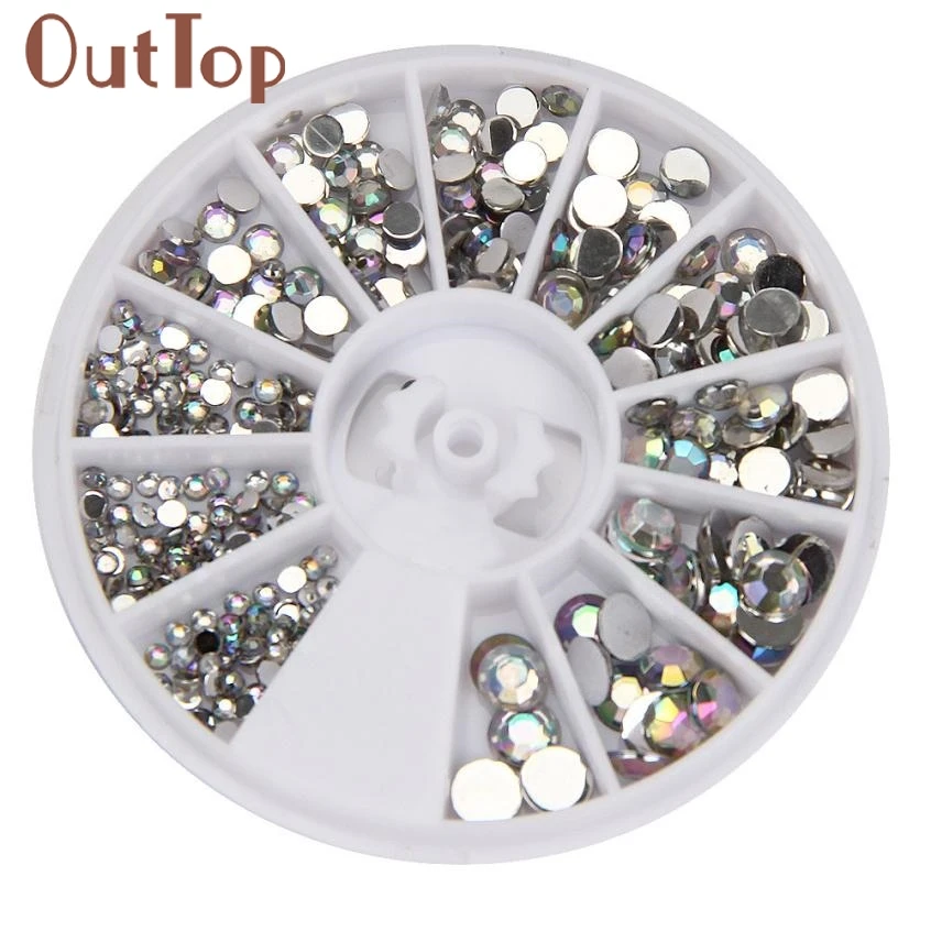 Round 3D Acrylic Nail Art Gems Crystal Rhinestones DIY Nails