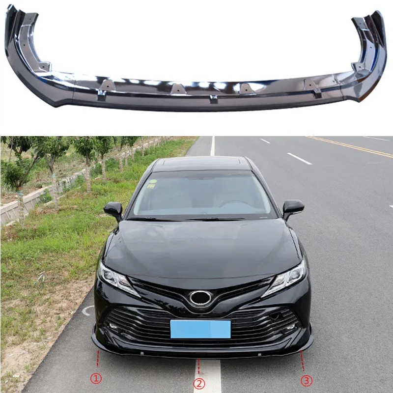 

Front Bumper Lip Protector Cover Spoiler Chin Guard Cover Trim 3pcs/set For Toyota Camry 2018-2019 (Not Fit For Sport Version)