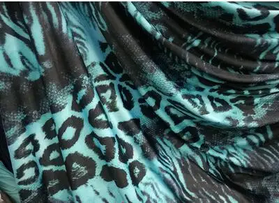 Хорошая 4 боковых эластичный купальник ткань хлопок/спандекс трикотажная ткань с рисунком леопарда и зебры печати мягкая ткань DIY Швейные колгот - Цвет: sky blue 150x100cm