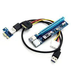 2108NEW USB3.0 PCI-E Экспресс 1x к 16x Extender адаптер Riser Card SATA 6Pin Мощность кабель подарок февраля 9 Прямая поставка