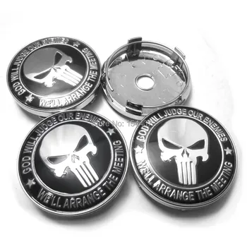

4X 60mm New Style Wheel Center Hub Caps Car PUNISHER SKULL EMBLEM Badge Logo 60mm Wheel Center Caps For VW For CIVIC For CRUZE