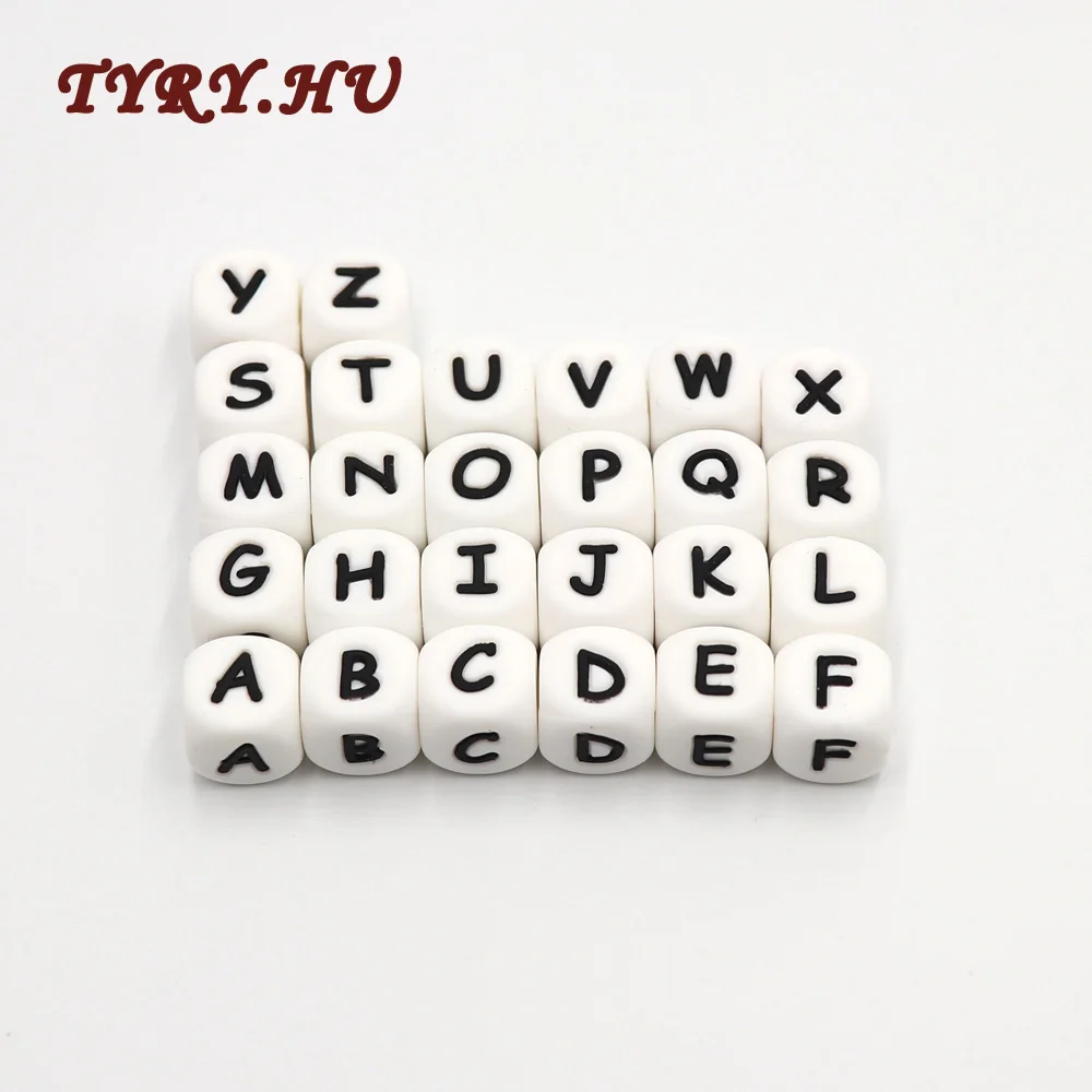 

TYRY.HU 50pc Letter Silicone Beads Baby Teether Beads Chewing Alphabet Bead For Personalized Name DIY Teething Necklace Gifts