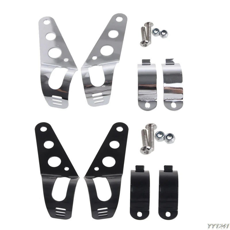 

2x Universal 33-45mm Motorcycle Headlight Mount Bracket Fork Ears For Bobber Cafe Racer Silver Black Motorbike Headlight Bracket