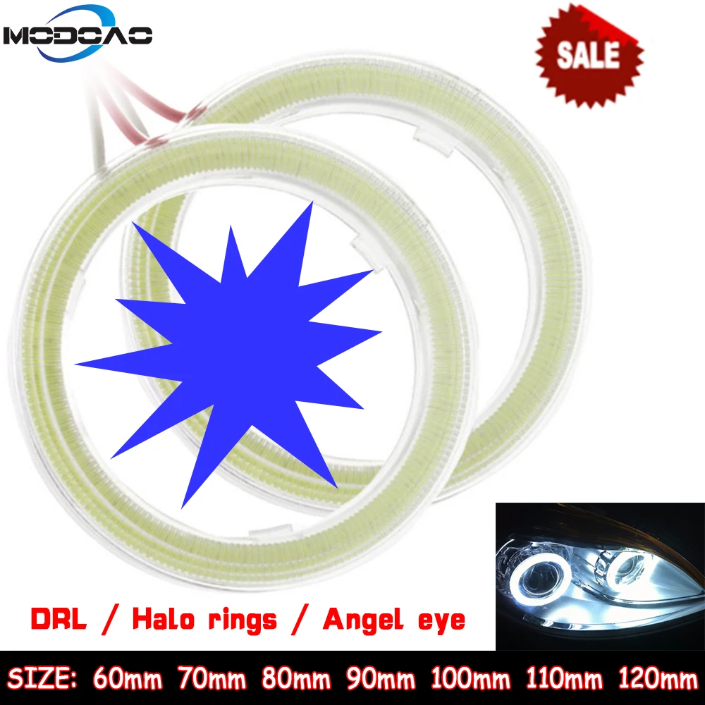 

2pcs Universal Blue COB Halo Ring Headlight Lamp DRL 12V Car LED Fog light Angel Eyes Light 60MM 80MM 90MM 100MM 110MM 120MM