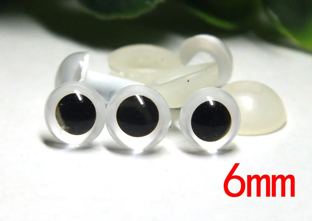 Free Shipping 100pcs 6mm White Color Crystal Safety Eyes With Washer Toy Accessories