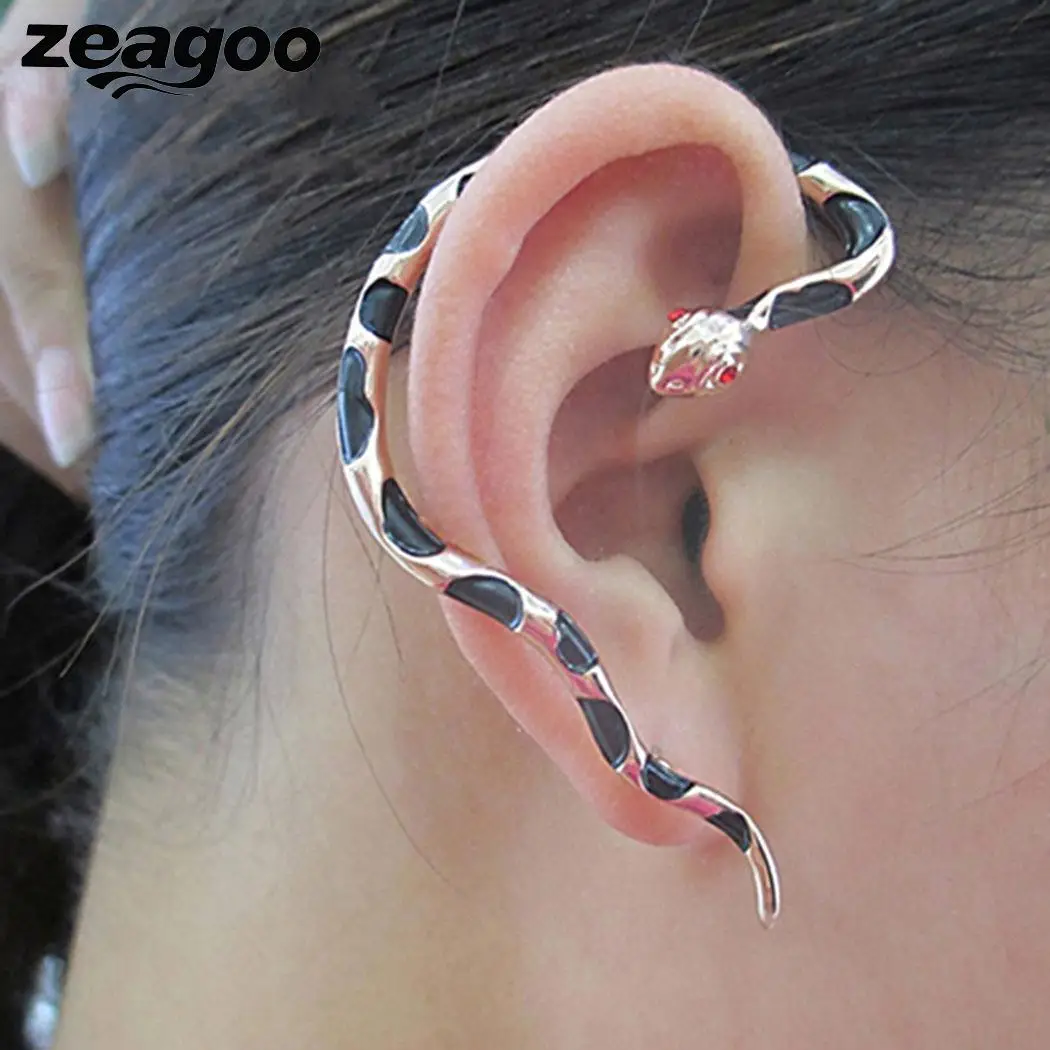 Zeagoo модные женские серьги гвоздики в форме змеи золотой черный цвет подарок