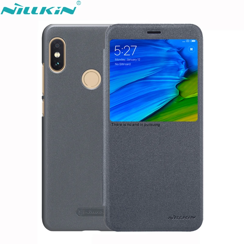 

NILLKIN Phone Cover for Xiaomi Redmi Note 5 Pro Prime Case PU Leather Cases Hard PC Frosted Back Cover Flip Smart Wake Up Case