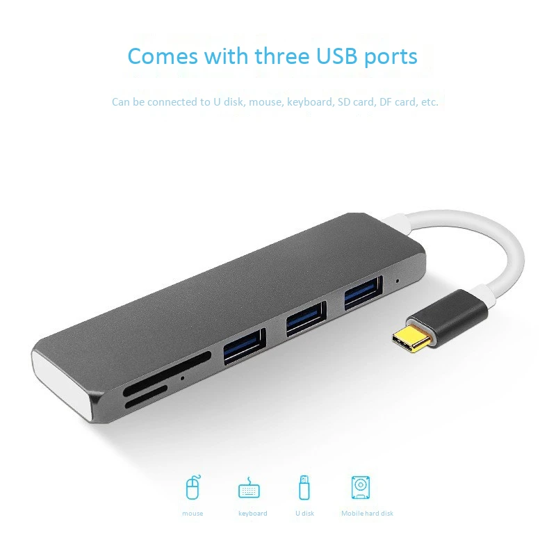6 в 1 Usb C концентратор type адаптер с Pd + 3Usb3. 0 Sd Tf кардридер для Macbook Pro Imac samsung Galaxy Note