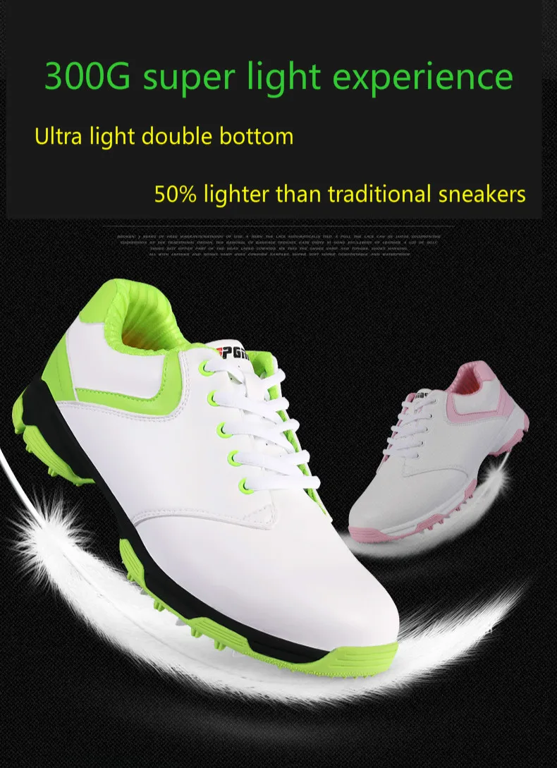 PGM/Женская обувь для гольфа с лакированным дизайном, противоскользящие женские ультралегкие водонепроницаемые дышащие кроссовки для гольфа с сумкой для обуви